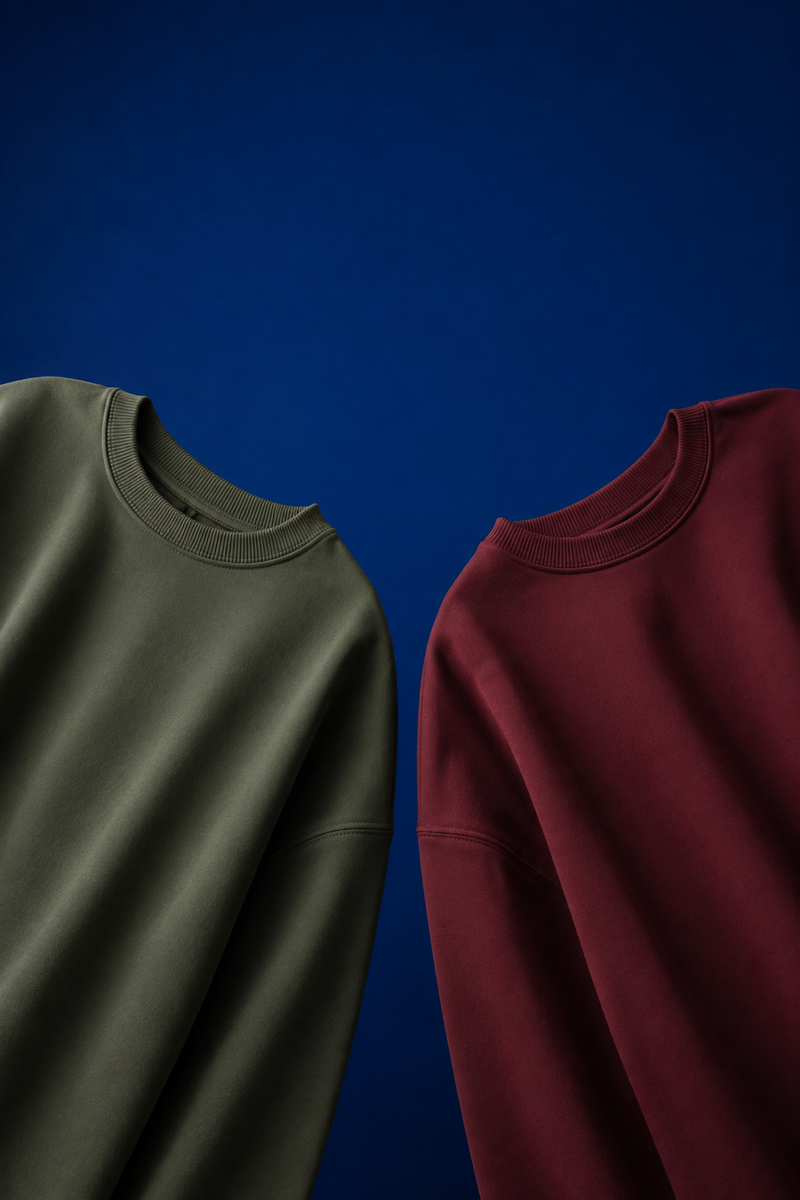 Olive Green & Wine - 2-Pack Oversized T-Shirts (240 GSM)