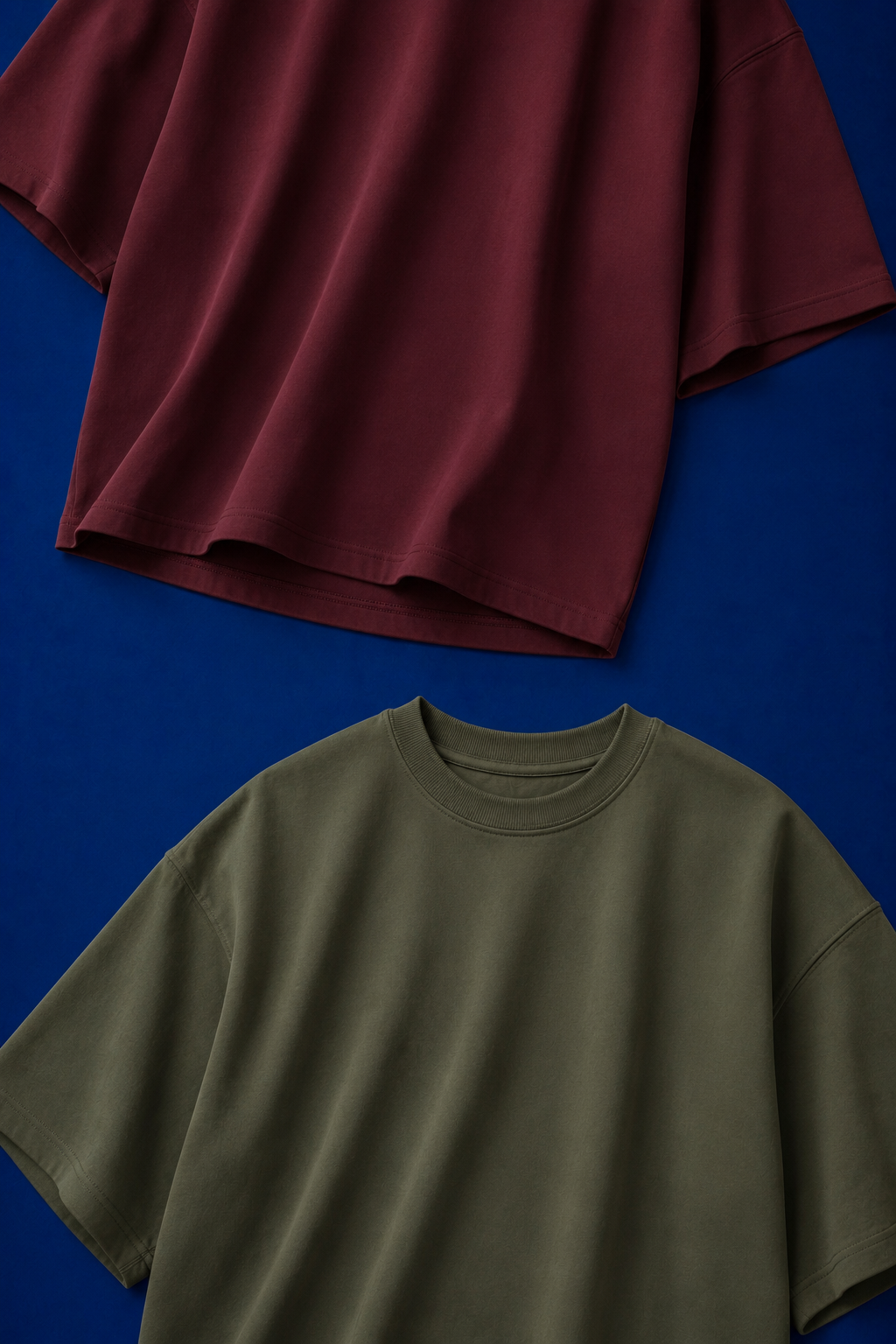 Olive Green & Wine - 2-Pack Oversized T-Shirts (240 GSM)